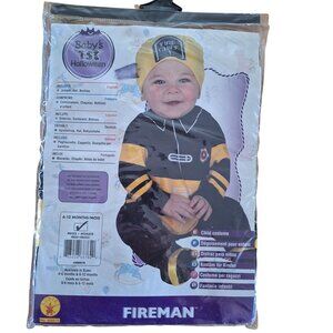 Babys 1st Halloween Fireman Chief Costume 6-12 Months Jumper Hat Booties Rubies